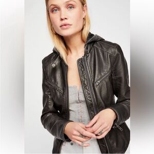Free People Dark Brown Leather Jacket
